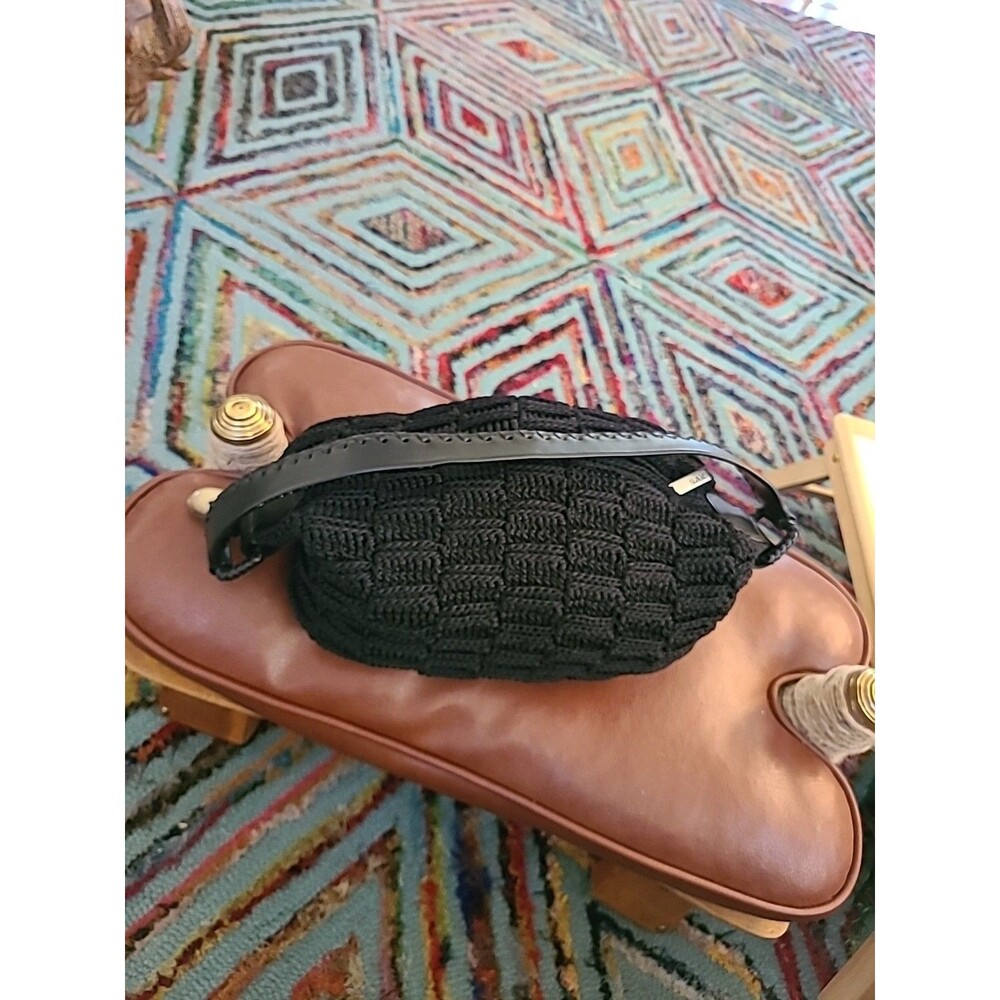 The SAK  Black Crochet Shoulder Purse  Excellent Condition